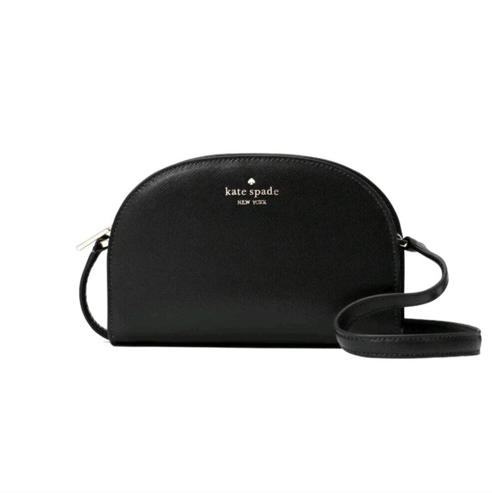 New Kate Spade Perry Leather Dome Crossbody Black Nwt - Picture 3 of 4